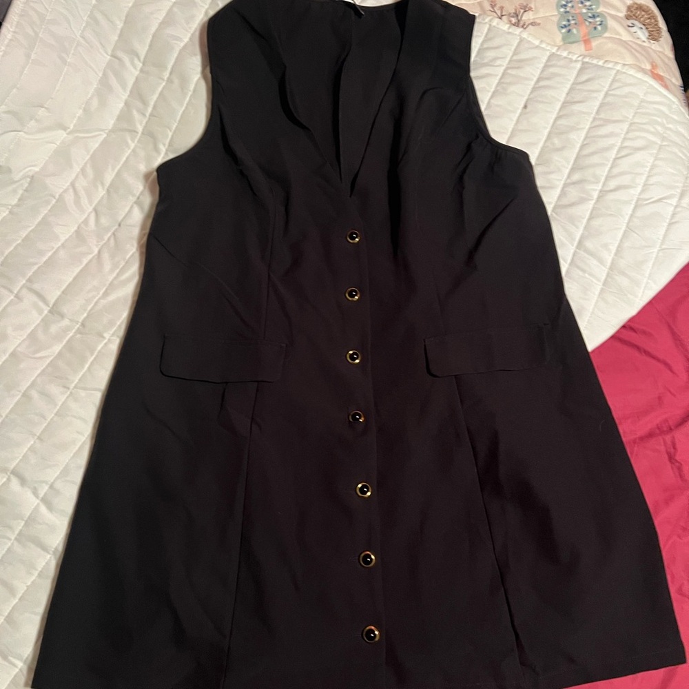 Cider Black Button-Down Mini Dress